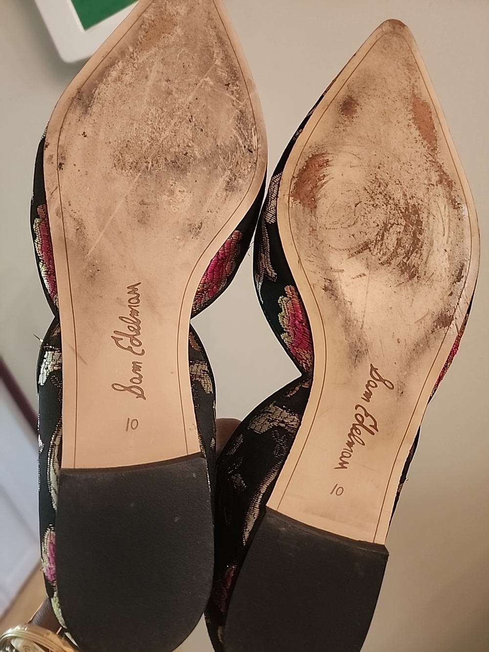 Sam Edelman Rodney Black Pointed-Toe Flats with Metallic Floral Embroidery - Picture 6 of 8